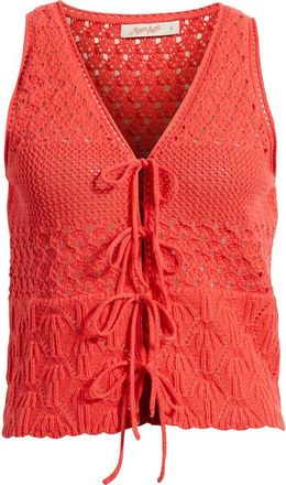 Marine Layer Amada Tie Front Sweater Vest in Red at Nordstrom, Size X-Large