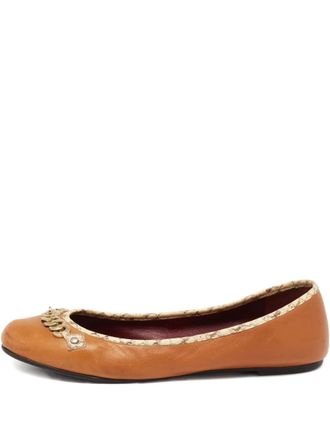 Marc Jacobs leather chain ballet flats - Brown