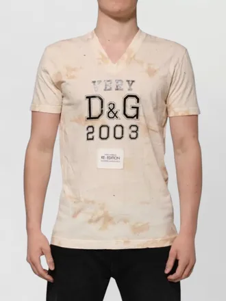 Dolce & Gabbana cotton logo print short sleeve v-neck t-shirt