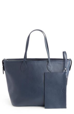 Royce Leather Leather Tote with Wristlet in Navy Blue at Nordstrom