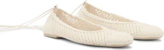 Mango Ankle Wrap Knit Ballet Flat in Off White at Nordstrom, Size 7.5Us