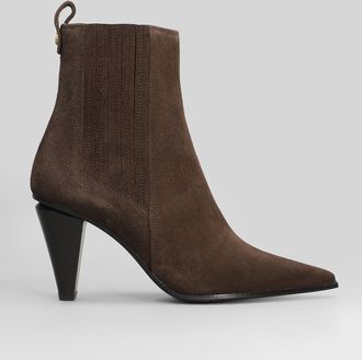 Roberto Festa Milano Nova High Heels Ankle Boots In Dark Brown Suede