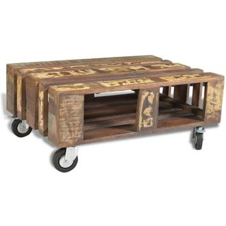 vidaXL Tavolino da Salotto con 4 Ruote in Legno di Recupero - Vidaxl
