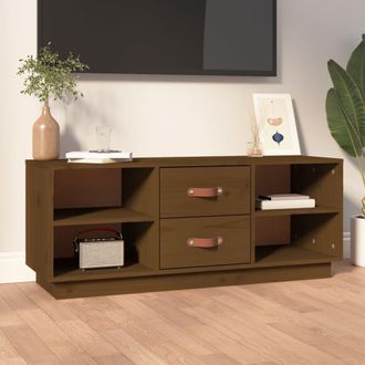 vidaXL Vidaxl - Mueble De Tv Madera Maciza De Pino Marr&oacute;n Miel 100x34x40 Cm