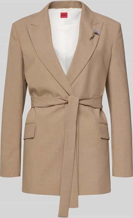 HUGO BOSS Regular Fit Longblazer mit Viskose-Anteil Modell ABIVALE in Beige Melange, Gr&ouml;&szlig;e 32
