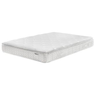 Beliani Colch&oacute;n De Muelles Embolsados Tejido De Bamb&uacute; Blanco 160 X 200 Cm 5 Zonas Medio Firme Funda Extra&iacute;ble Luxus