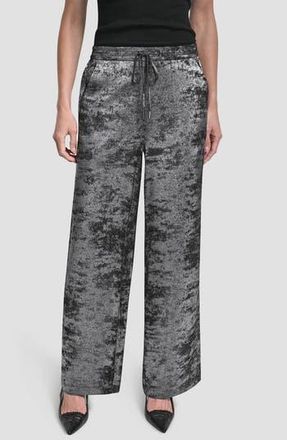 DKNY Wide Leg Liquid Velvet Pants in Silver at Nordstrom Rack, Size X-Small