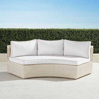 Frontgate Pasadena II Modular Sofa in Ivory Wicker - Standard, Air Blue with Canvas Piping - Frontgate