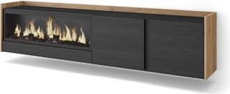 Skraut Home Skraut Home - Mueble Tv, Televisi&oacute;n, Muebles De Sal&oacute;n, Almacenaje, 212x35x50cm, Para Tv Hasta 80, Chimenea El&eacute;ctrica Xxl, Colgado, Suspendido, Estilo 