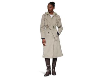Avec Les Filles Raglan Sleeve Trench Coat With Quilted Bib Womens Coat Sage : XS, Nylon