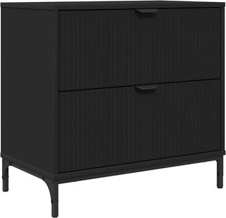 vidaXL Mesa de Noche Negro 63.5 x 36 x 61 cm Madera contrachapada vidaXL