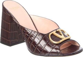 Valentino Vlogo Signature 95 Croc-Embossed Leather Sandal