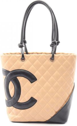 Chanel Beige Black Cambon Ligne Handbag Tote Bag (Pre-Owned)