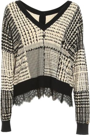 Twinset Bicolore Twinset Cardigan - Dames - V-hals truien - Beige - S - Truien & Vesten