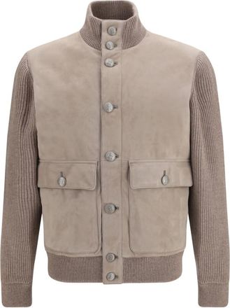 Brunello Cucinelli Beige Mock Collar Jacket
