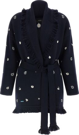 Alanui Blue Virgin Wool Womens Cardigan
