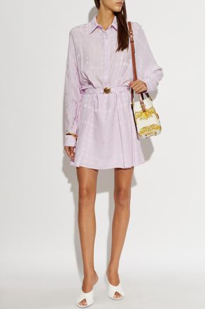 Versace Silk Dress With The Head Of Medusa, Womens, Purple