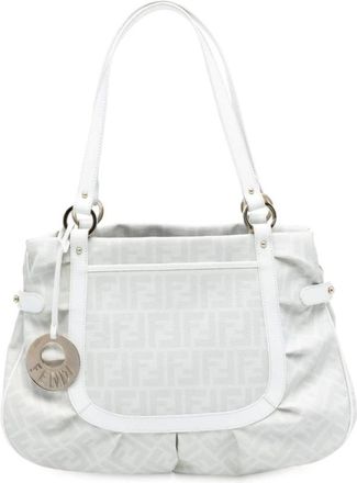 Fendi Pre-owned Shoulder Bags, female, White, Size: ONE SIZE Pre-owned Patterned Top Handle Bag