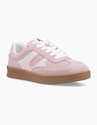 Hush Puppies Womens Hush Puppies Maura Suede Womens Stone Trainers - Pink - Size: 4