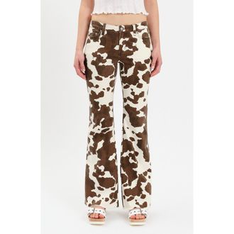 Daze Lowkey Cow Print Flare Jeans in Spotted at Nordstrom, Size 31