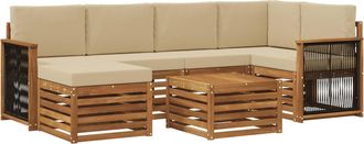 vidaXL Conjunto De Sof&aacute;s De Exterior 6 Uds. Natural Vidaxl