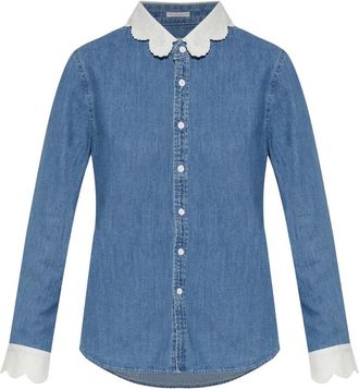 Mother The Frilly Foxy Boxy Shirt - Dames - Spijkeroverhemden - Blauw - S - Katoen - Overhemden