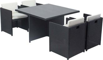 Concept Usine Sal&oacute;n de jard&iacute;n 4 personas de resina trenzada negra negro/blanco