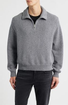 Frame Denim Half Zip Wool & Cotton Sweater in Grey Melange at Nordstrom Rack, Size Xx-Large