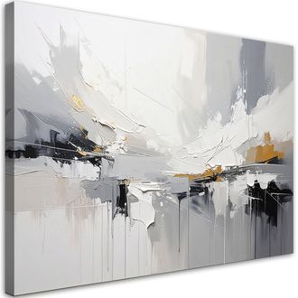Feeby Cuadro En Lienzo Abstracci&oacute;n Gris Con Luz Suave 100x70