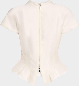 Staud Maelle Zip-Front Peplum Top
