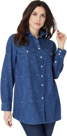 Roaman's Olivia Denim Big Shirt in Denim Etched Filigree at Nordstrom, Size 20