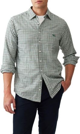 Rodd & Gunn Gebbies Valley Gingham Button-Up Cotton & Linen Shirt in Deep Forest at Nordstrom, Size Large