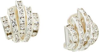 Magda Butrym Silver Plated Crystal Stud Clip-On Earrings
