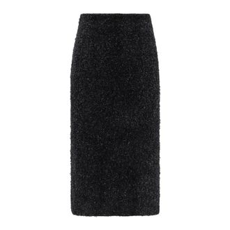 Balenciaga Tweed Midi Skirt - female - Balenciaga - Midi Skirts - Black - M - Skirts