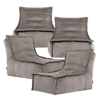 Icon Brand Dolce Large Beanbag Lounger, Velvet (4-Pack) in Charcoal