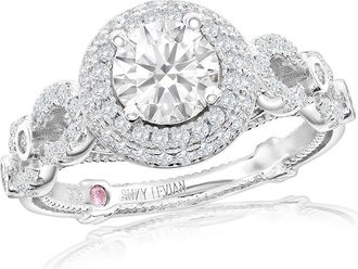 Suzy Levian Sterling Silver Cubic Zirconia Halo Filigree Ring in White at Nordstrom Rack, Size 5.5