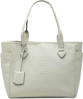 Loewe White Leather Shoulder Bag Tote Bag (Pre-Owned)