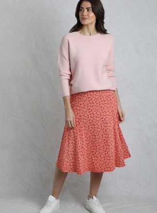 Weird Fish Romaro Printed Jersey Midi Skirt in Crimson at Nordstrom, Size 10