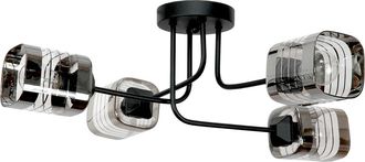 OEM L&aacute;mpara De Techo Colgante Cl&aacute;sica Negra Con Pantalla De Cristal 15-471 Enoli