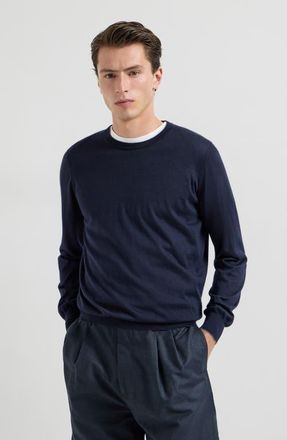 Brunello Cucinelli Cashmere and silk lightweight sweater in Navy Blue at Nordstrom, Size 56 It