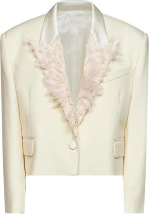 The Attico Cropped Blazer - Dames - Jassen - Wit - Maat: M Wol