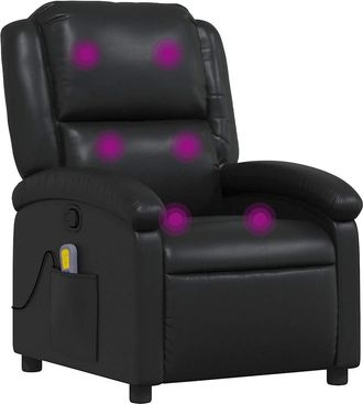vidaXL Sill&oacute;n De Masaje Reclinable Cuero Sint&eacute;tico Negro Vidaxl