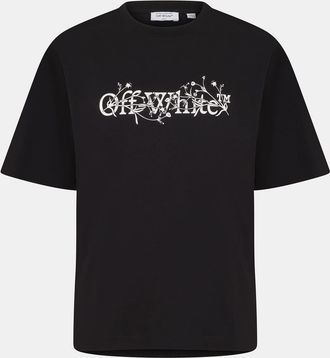 Off-white Mens Off White Flower Crew Neck Short Sleeve T-Shirt in Black-White - Size X-Large
