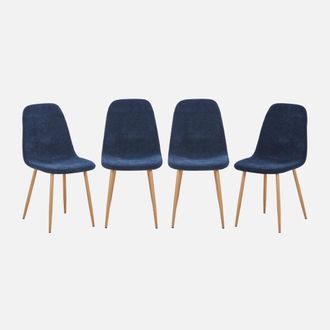 Sweeek Silla De Madera Y Tela Con Patas Color Natural, Set De 4