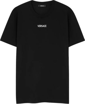 Versace T-shirt met geborduurd logo - Zwart