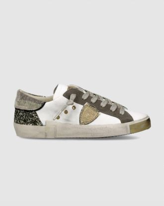 Philippe Model Womens Prsx Tennis Sneakers In White Military Green