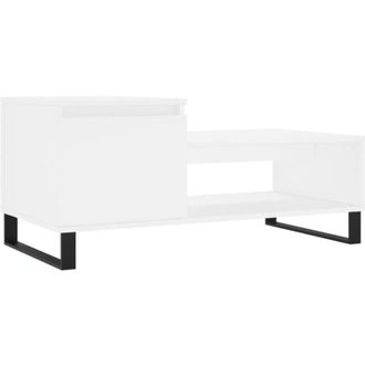 vidaXL Mesa De Centro Madera Contrachapada Blanco 100x50x45 Cm Vidaxl