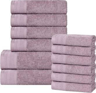 Superior Honeycomb Textured Waffle Border Cotton Medium Weight 12Pc Towel Set