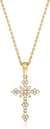 Ross-Simons Diamond Cross Pendant Necklace in 18kt Gold Over Sterling