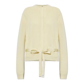 Ferragamo Truien & Vesten, Dames, Geel, S, Kasjmier, Cashmere Cardigan Met Riem